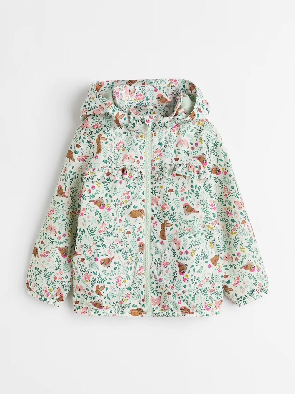 H&M green floral patterned windbreaker for kids